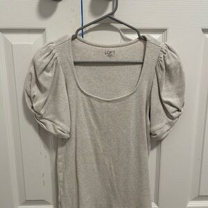 LOFT Women's Beige Puff Sleeve Shirt